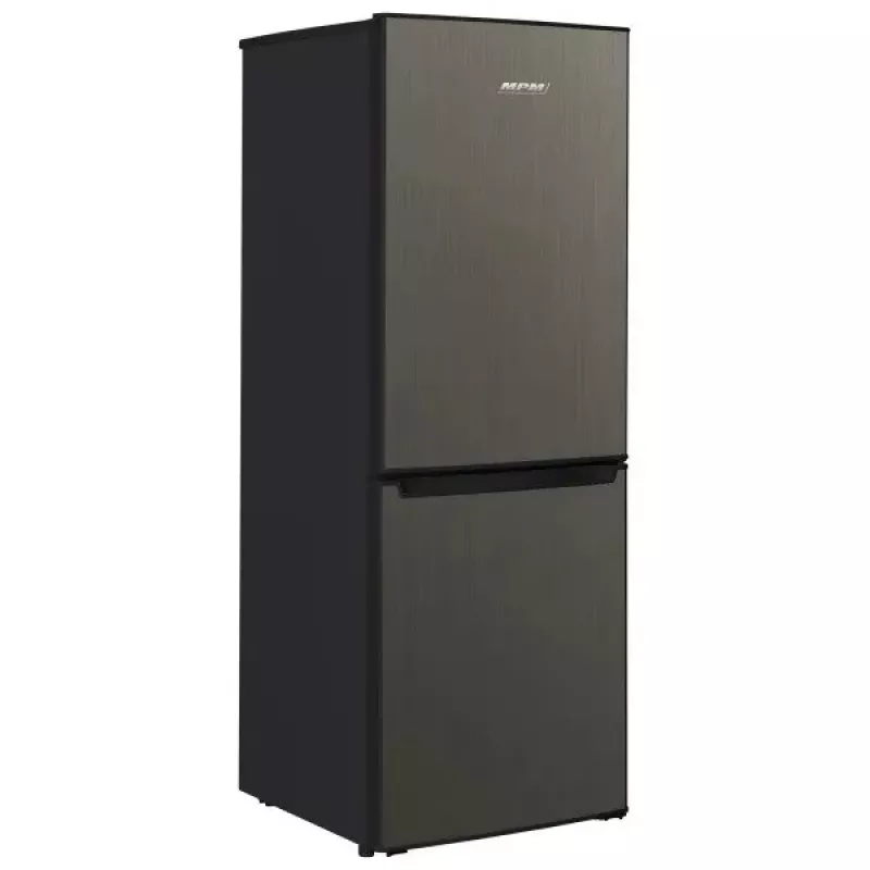 Šaldytuvas su šaldikliu MPM MPM-215-KB-39/E — 215 L, apatinis šaldiklis, tamsus inoksas, apverčiamos durelės, LED apšvietimas