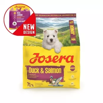 Sausas šunų ėdalas JOSERA Mini Junior Duck & Salmon 900 g – šuniukams mažų veislių