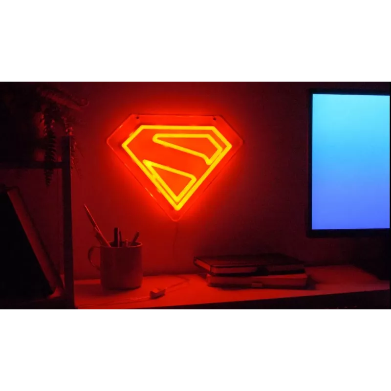 LED neoninė sieninė lempa Paladone Superman PP14478SMTVN, dekoratyvinis sienos ženklas