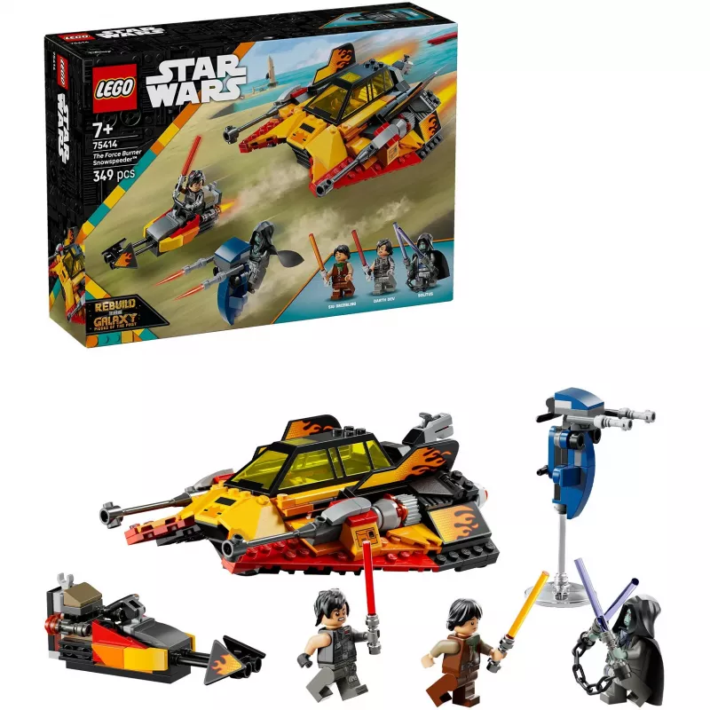 LEGO Star Wars Liepsnos greitaeigis 75414 sniego transporto priemonės rinkinys – 349 detalės, 3 minifigūrėlės, nuo 7 metų