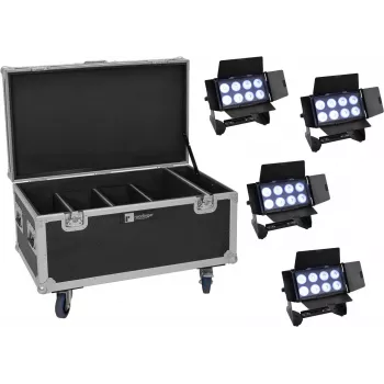 EUROLITE Multiflood 20001000 prausiamųjų šviestuvų rinkinys — 4 šviestuvai, po 8x10W RGBW LED