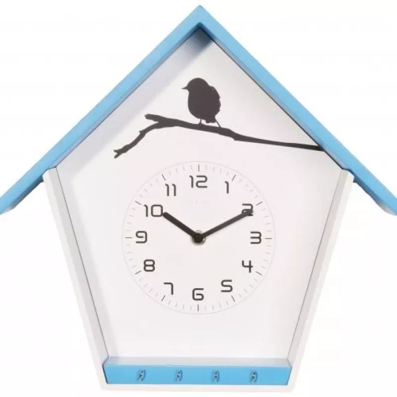 NeXtime klok 3109bl Cuckey sieninis laikrodis, 30,5x33x11 cm, mėlynas/baltas