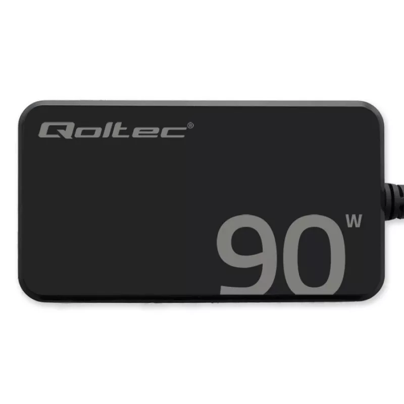 Qoltec 90W GaN Super Fast SLIM sieninis įkroviklis | XP | 5-20V | 4,5A | USB-C 3.1 | Nešiojamam kompiuteriui | MacBook | Išmaniajam telefonui | + laidas