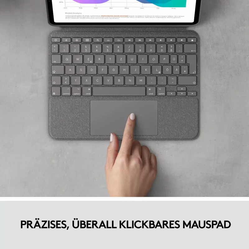 Dėklas su klaviatūra Combo Touch US iPad Pro 11 1,2,3 Gen pilka