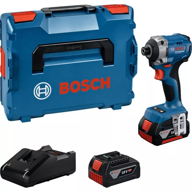 Belaidis smūginis veržliaraktis Bosch GDR 18V-215 su 2x 4.0 Ah akumuliatoriais