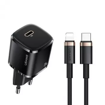 usams Phone Charger T36 USB-C + Lightning PD – kompaktiškas PD įkroviklis su USB-C ir Lightning