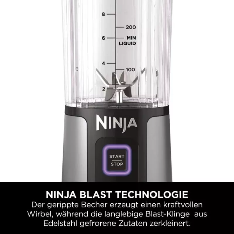 Sportinis blenderis Ninja BC151EUBK — 0,53 L dubuo, 14,4 W, baterija, ledo smulkinimas, juoda