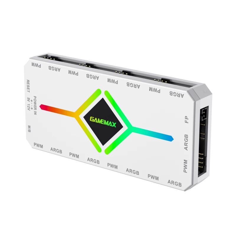 Gamemax V4.0 ARGB PWM HUB BK | Baltas | Ventiliatorių ir RGB šakotuvas