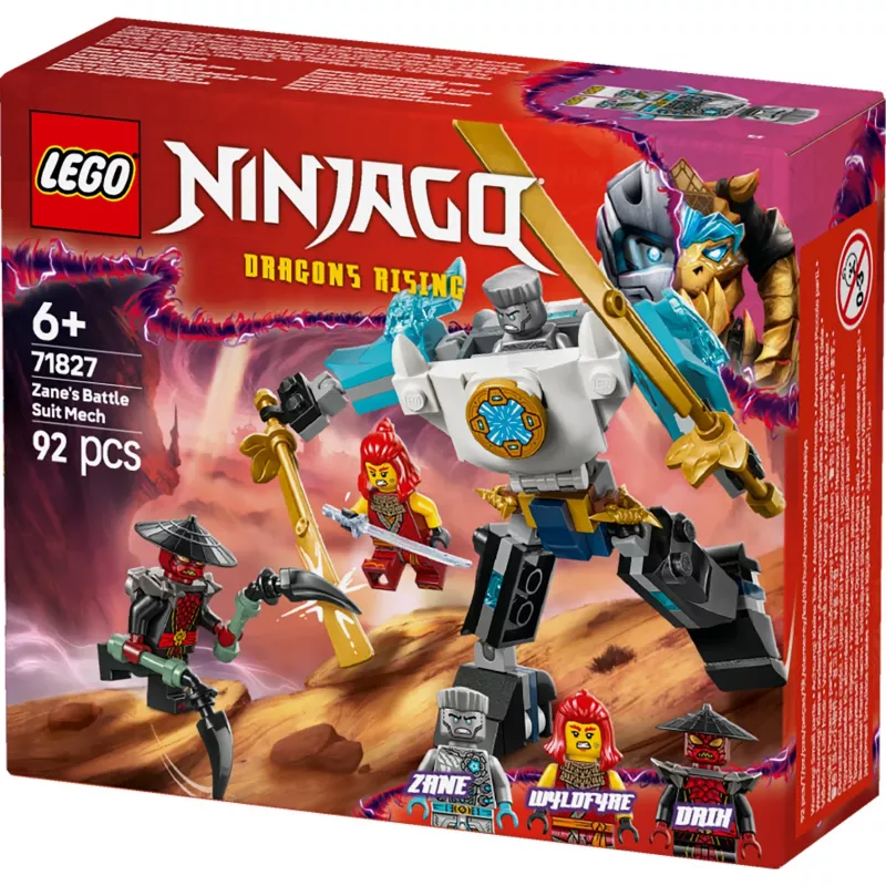 LEGO NINJAGO rinkinys 71827 Zane'o kovinis mechas, 92 detalės, 2 minifigūrėlės, aukštis 100 mm, nuo 6 metų