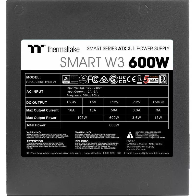 Maitinimo blokas Thermaltake Smart W3 600 W
