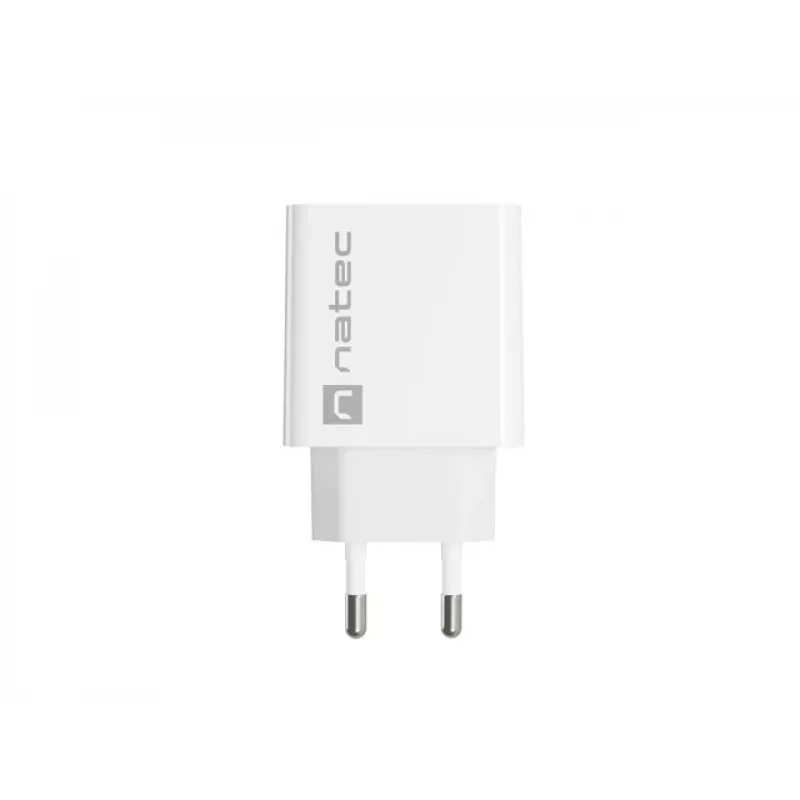 Sieninis greitasis įkroviklis NATEC RIBERA 12V 20W USB-C PD 3.0 + USB-A Samsung AFC Baltas