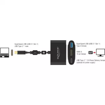 DeLOCK išorinis vaizdo adapteris VL101 USB-C 3.1 – HDMI pilka mažmeninė pakuotė (62991)