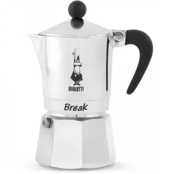 Kavos virimo aparatas BIALETTI Break 1TZ sidabrinis – vieno puodelio moka viryklei, modelis 0005913/NP