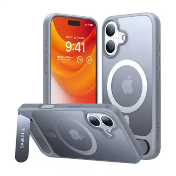 Dėklas Torras Pstand Series, skirtas iPhone 16 Plus (Titanium pilka)