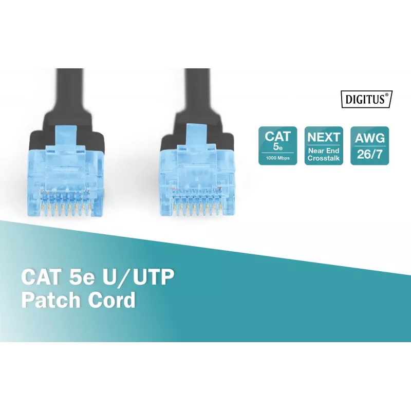 CAT 5e U-UTP patch kabelis 10m juodas