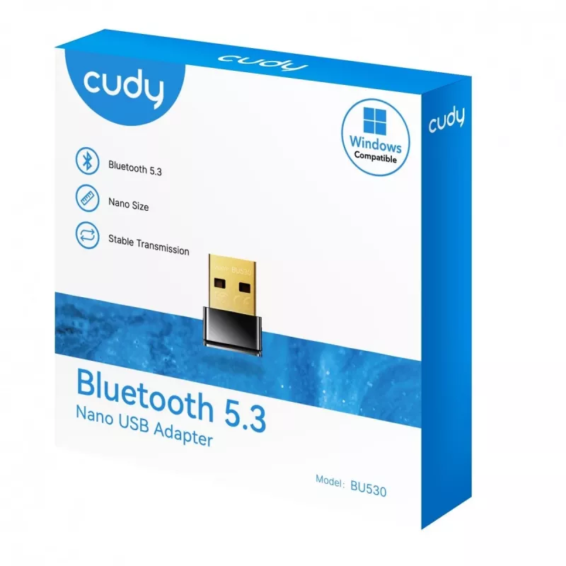Cudy BU530 Bluetooth adapteris USB Type-A, juodas, Bluetooth 5.3, palaiko Windows 8.1