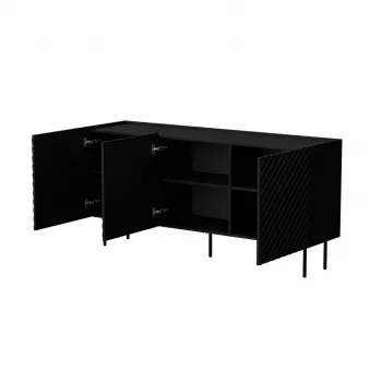 Komoda Cama Meble LUCCA 3D 165x40x80 cm, juoda, medžio drožlių plokštės rėmas