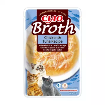 INABA Ciao Broth kačių skanėstai, vištiena, lašiša ir tunas, 10 x 40 g