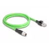 Tinklo kabelis DeLOCK M12 X-coded 8 kontaktų kištukas į RJ45 kištuką PUR (TPU) 1 m