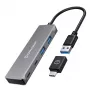 GRAUGEAR G-HUB2A2C-AC USB 3.2 Gen 1 sąsajos šakotuvas Type-A + Type-C 5000 Mbit/s sidabrinis