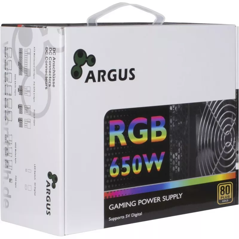 Maitinimo blokas Inter-Tech Argus RGB-650W CM II 20+4 pin ATX ATX juodas