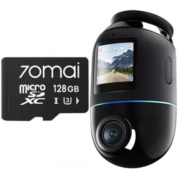 Automobilinis vaizdo registratorius 70mai Omni X800 4K su 128GB 70mai SD kortele, juodas