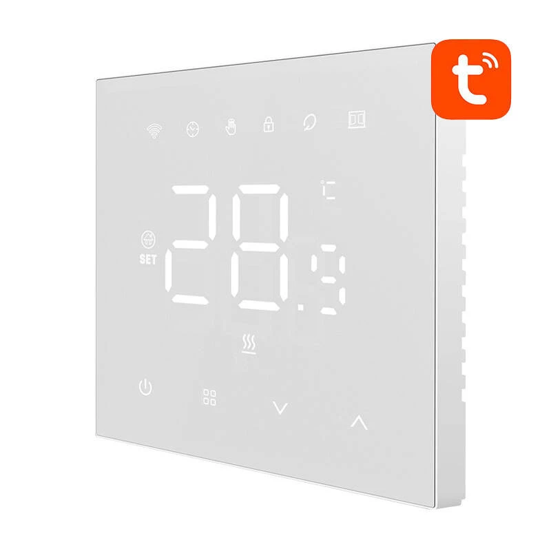 Plačiai programuojamas termostatas Avatto WT410-BH-3A-W WiFi dujiniam katilui