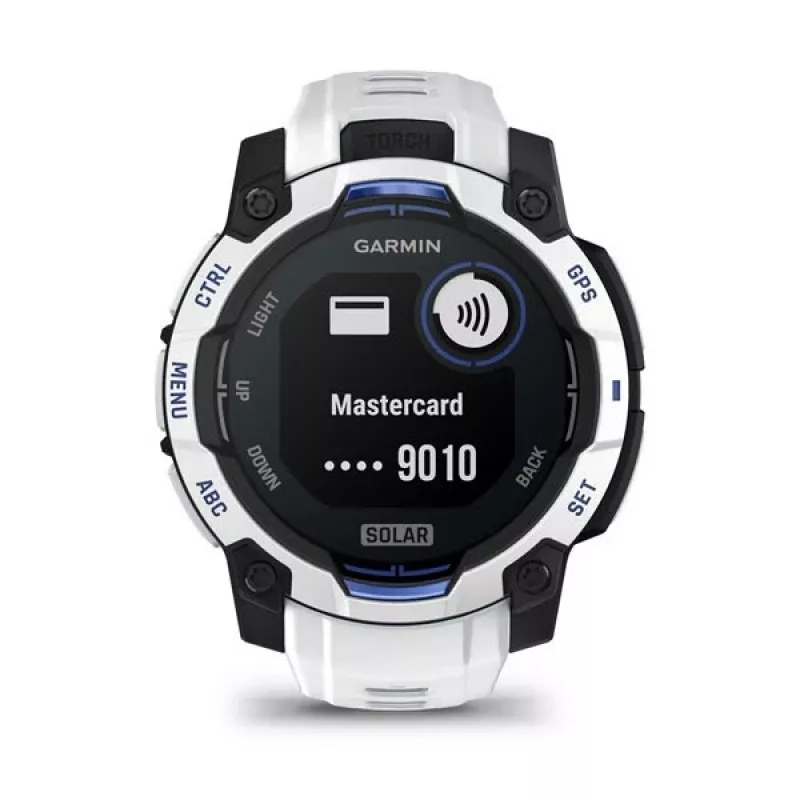 Išmanusis laikrodis GARMIN Instinct 2 45 mm, MIP 0,9 colio (176×176), GPS, Solar, Silikoninis dirželis Mėlyna/Balta