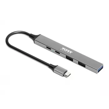 USB šakotuvas Port Designs 900163 Type-C 5000 Mbit/s sidabrinis