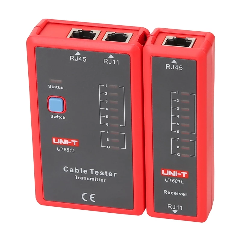 Tinklo kabelių testeris UNI-T UT681L RJ45 ir RJ11 jungtims, tęstinumo ir laidų tikrinimui