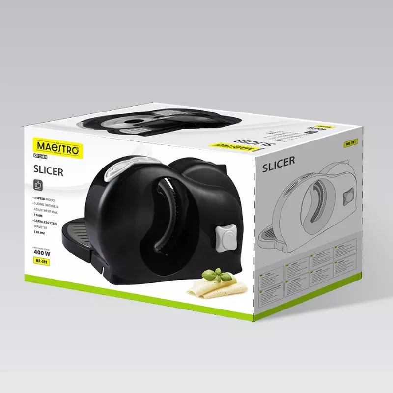 Maestro MR-591 elektrinė maisto pjaustyklė, juoda