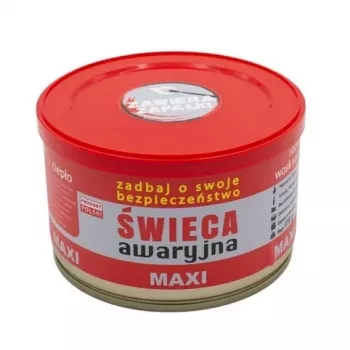Išgyvenimo žvakė FULER HASKE Pro MAXI 410 g – natūralus sojų vaškas, 72 h degimo laikas, 99 mm × 65 mm, skardinėje