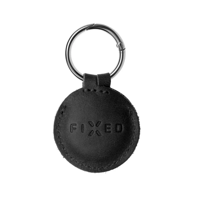 Apsauginis odinis dėklas Apple AirTag FIXED FIXWAT-C2-BB juodos spalvos