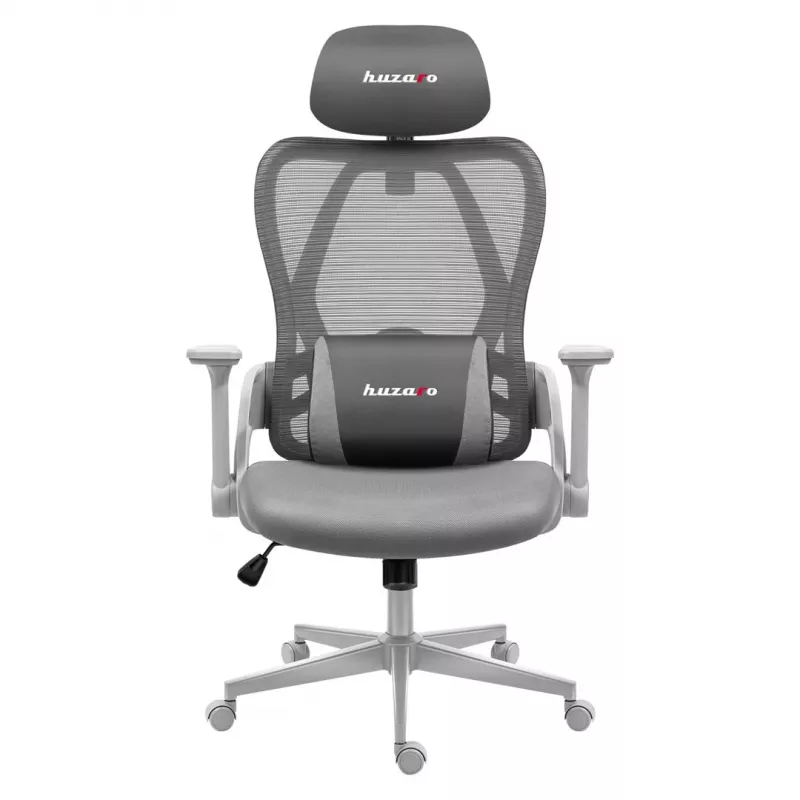 Žaidimų kėdė huzaro Combat 2.7 – ergonominė audeklinė kėdė su tinkliniu atlošu, pilka