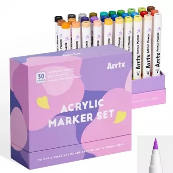Arrtx akriliniai žymekliai LC303311 – 30 spalvų rinkinys, perpildomi, smulkus-vidutinis antgalis