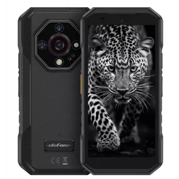 Išmanusis telefonas UleFone Armor X32 — 5,65 colio (14,3 cm), Android 14, 6 GB RAM, 128 GB, 48 MP triguba kamera, 5500 mAh, IP68/IP69K, Dual SIM, Juoda