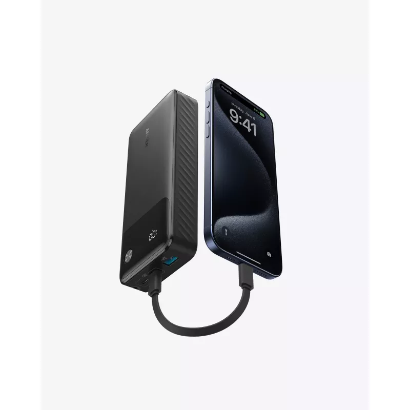 PowerBank su USB-C laidu 20000 mAh 30W Juoda