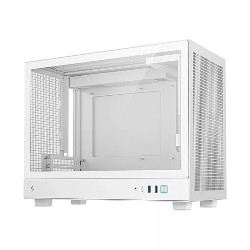 Kompiuterio korpusas DeepCool CH160 PLUS WH Small Form Factor baltas, microATX, grūdintas stiklas, USB-C