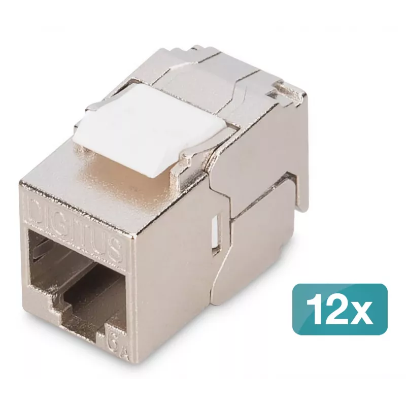 Digitus CAT 6A kompaktiškas ekranuotas kištukinis modulis be įrankių montavimui, 12 vnt.