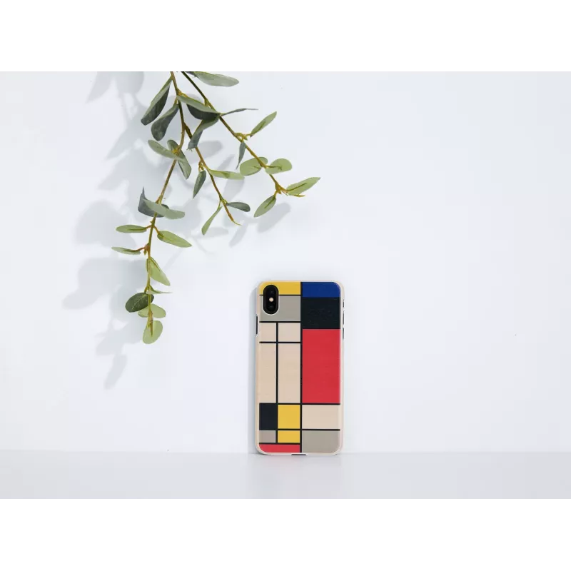 Dėklas iPhone XS Max man and wood – medinė nugarėlė, baltas rėmelis