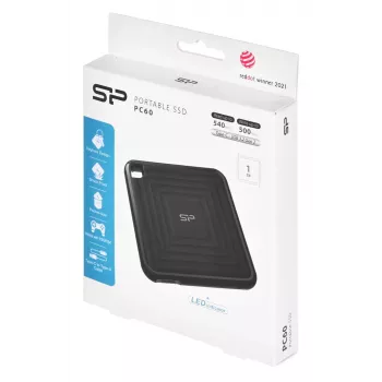 SILICON POWER PC60 - SSD - 1TB - extern (tragbar) - USB 3,2 Gen 2 - 256-Bit-AES - Schwarz (SP010TBPSDPC60CK)