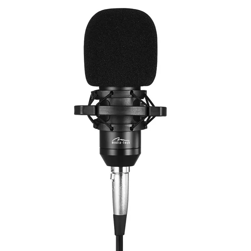 Laidinis kompiuterinis mikrofonas MEDIA-TECH MT397K su XLR įėjimu, staliniu stovu, 2,4 m laidu, 20–20000 Hz, -32 dB jautrumas