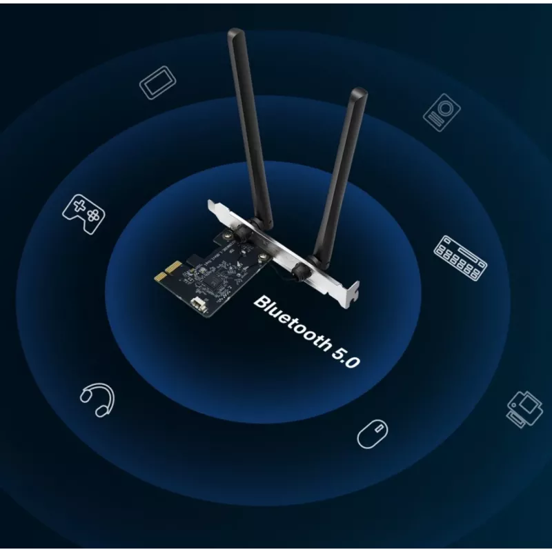 Mercusys AC1200 Wi-Fi Bluetooth PCIe Adapter MA30E Dviejų Juostų