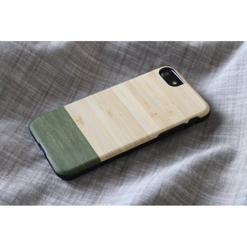 Dėklas telefonui iPhone 7/8 iš medžio ir polikarbonato — bambuko miškas juodas, man and wood