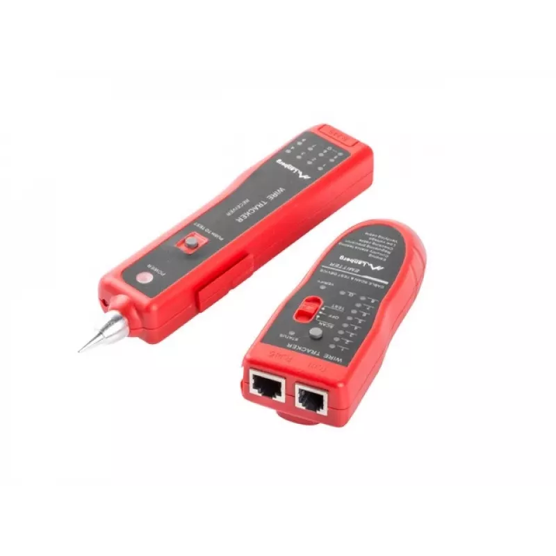 LANBERG NT-0501 tinklo kabelio testeris – RJ-11/RJ-12/RJ-45, iki 250 m, įmontuota baterija, LED indikatoriai, juodas
