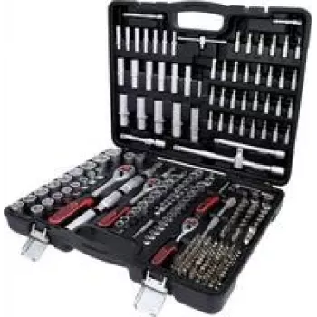 Veržliarakčių ir priedų rinkinys ks tools 917.0255 – 255 vnt., 1/4 colio, 3/8 colio, 1/2 colio pavaros