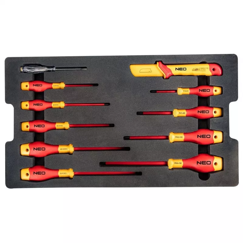 Neo Tools elektriko serviso dėžutė 52 vienetai 22 stiprioje dėžėje