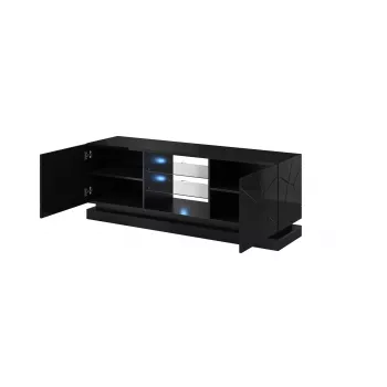 TV spintelė Cama meble QIU 160 – MDF juodas blizgesys, 1600×420×570 mm
