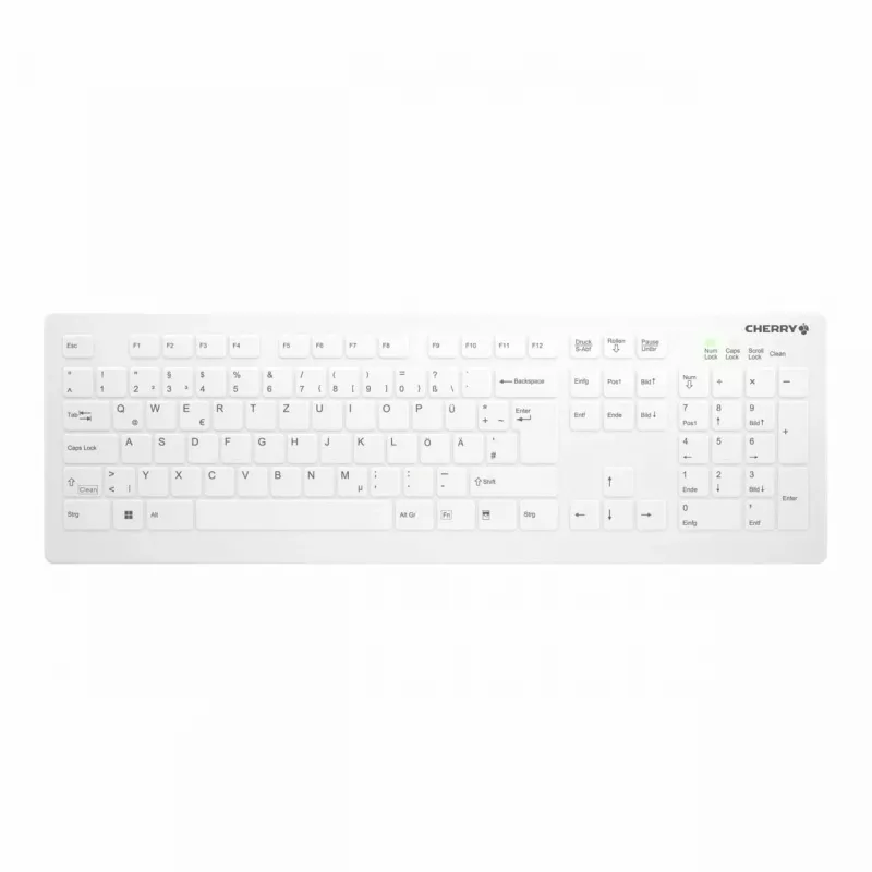 Contour Design Active Key Contour QuickClean medicininė klaviatūra IP68 pilno dydžio belaidė balta DE C8112