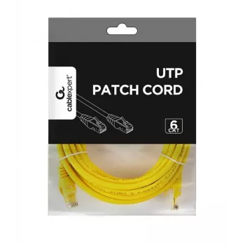 Tinklo kabelis GEMBIRD PP6U-5M/Y – Cat6 U/UTP, RJ-45, 5 m, geltonas